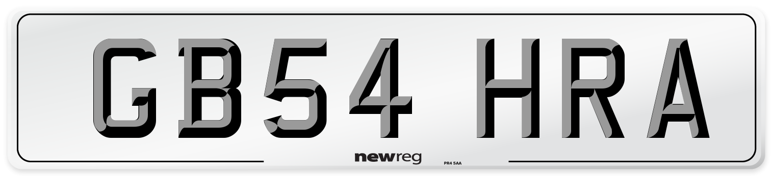 GB54 HRA Number Plate from New Reg